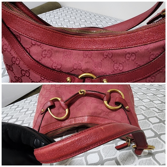 Gucci GG Canvas And Leather Horsebit Hobo Bag Pink - Picture 10 of 13
